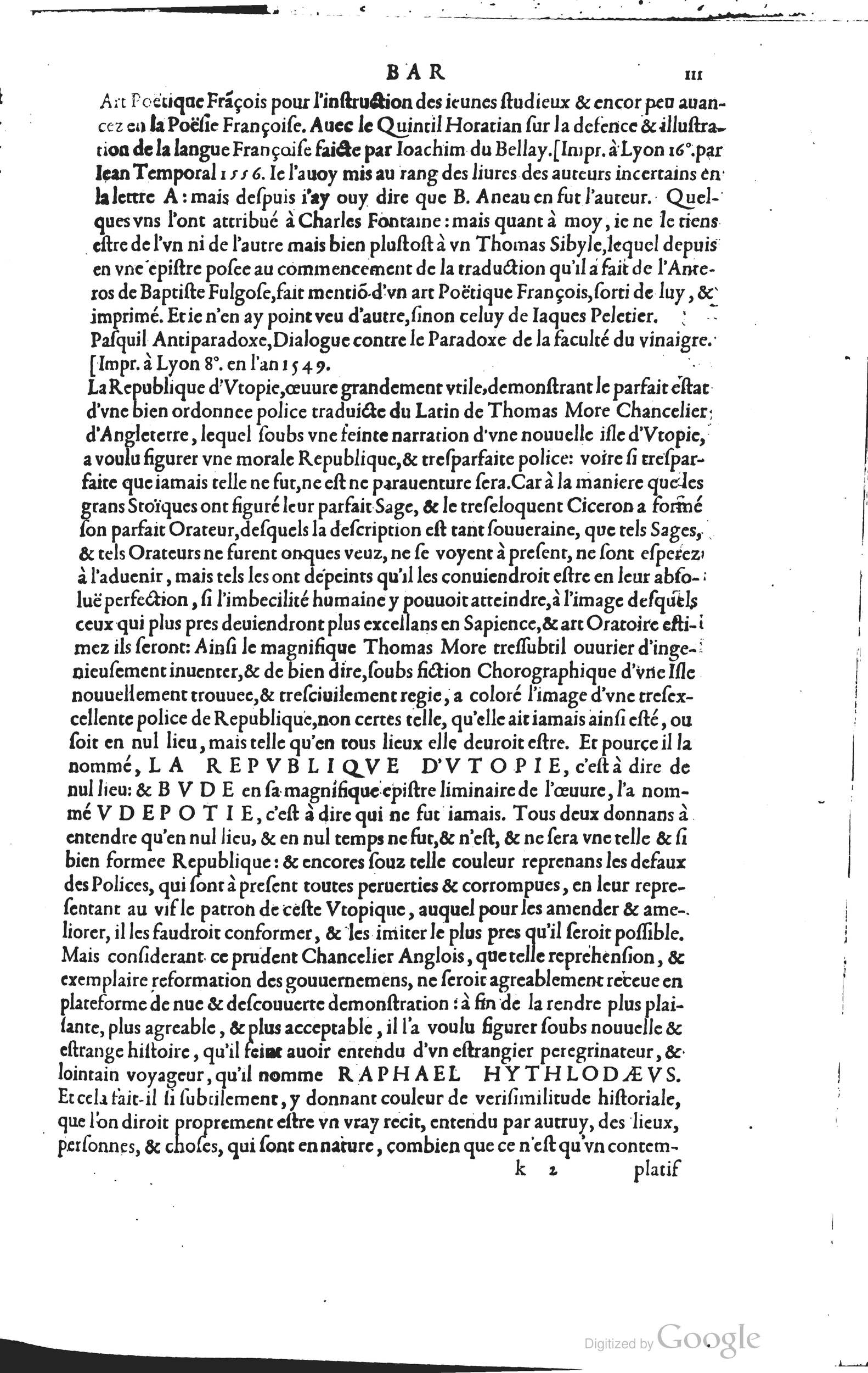 1585 - Barthélemy Honorat - Bibliothèques françaises - BSB Munich