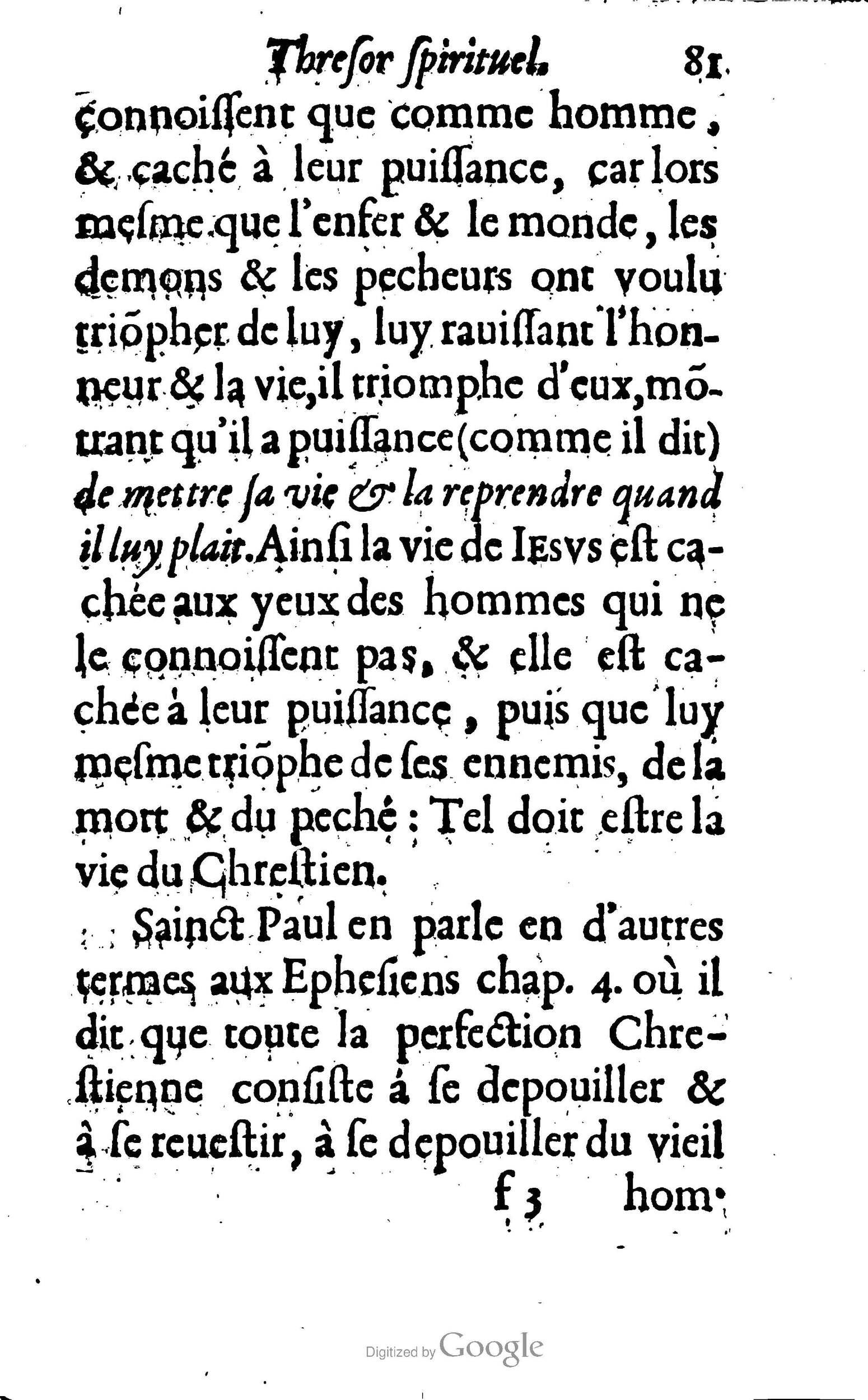 1633 - François Waudré - Trésor spirituel contenant les excellences du christianisme - BM Lyon