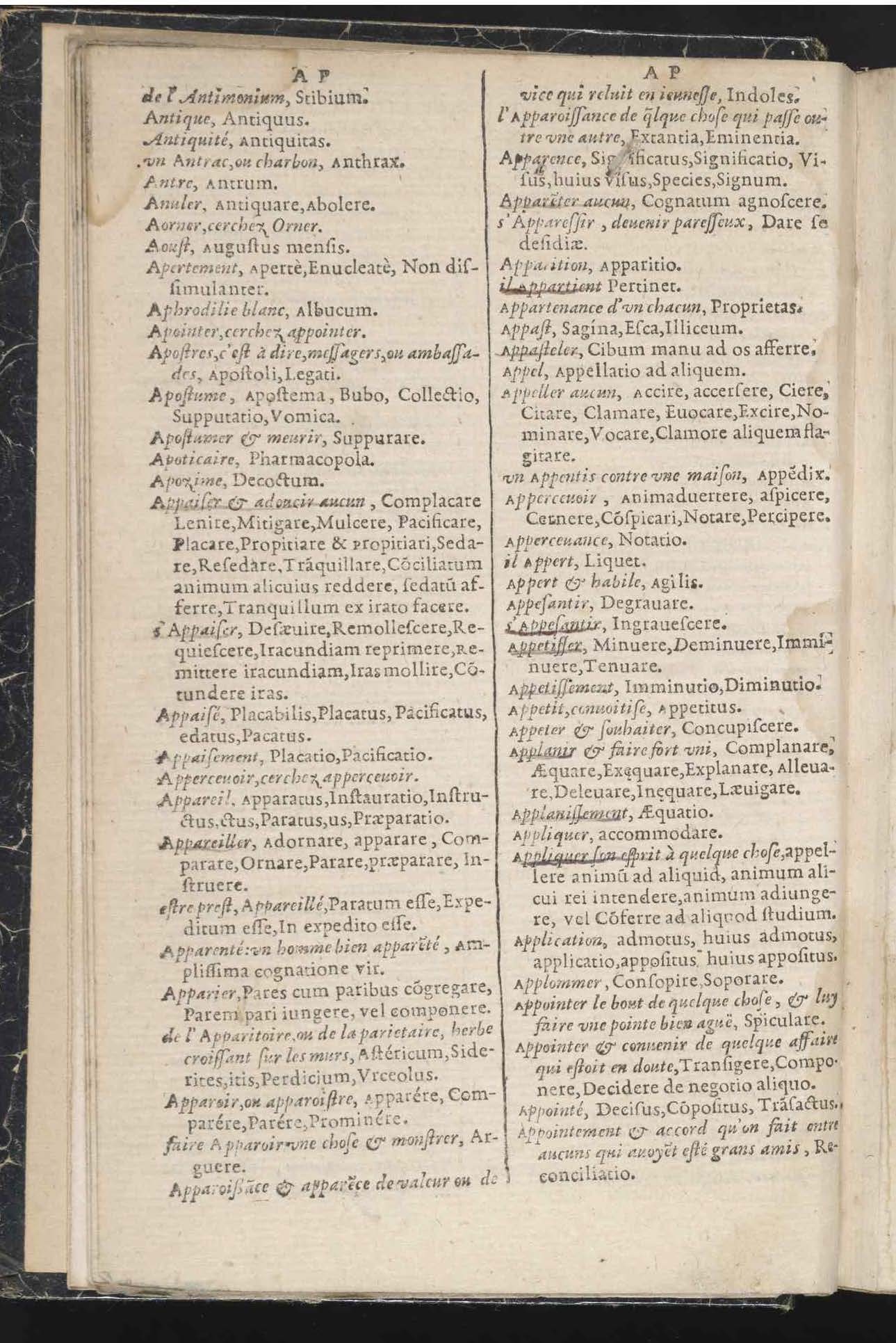 1597 - Richard Aubert - Trésor des mots et traits français - Den Haag 1597 - Richard Aubert - Trésor des mots et traits français - Den Haag