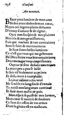 1623 - Jacques Cailloüé - Trésor ou recueil des chansons amoureuses - British Library