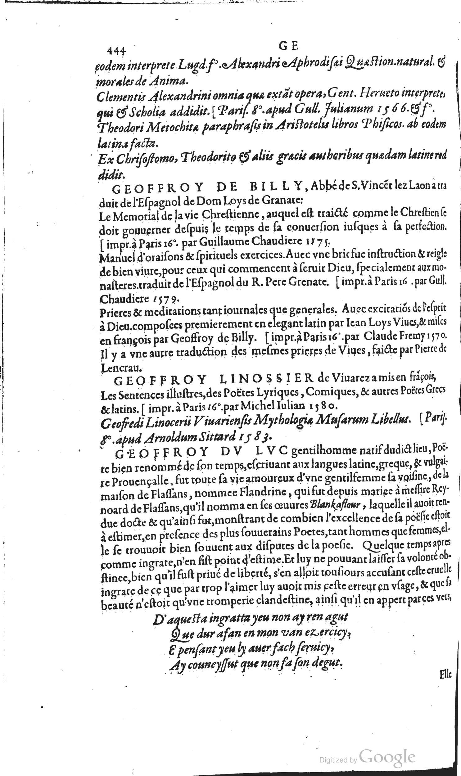 1585 - Barthélemy Honorat - Bibliothèques françaises - BSB Munich