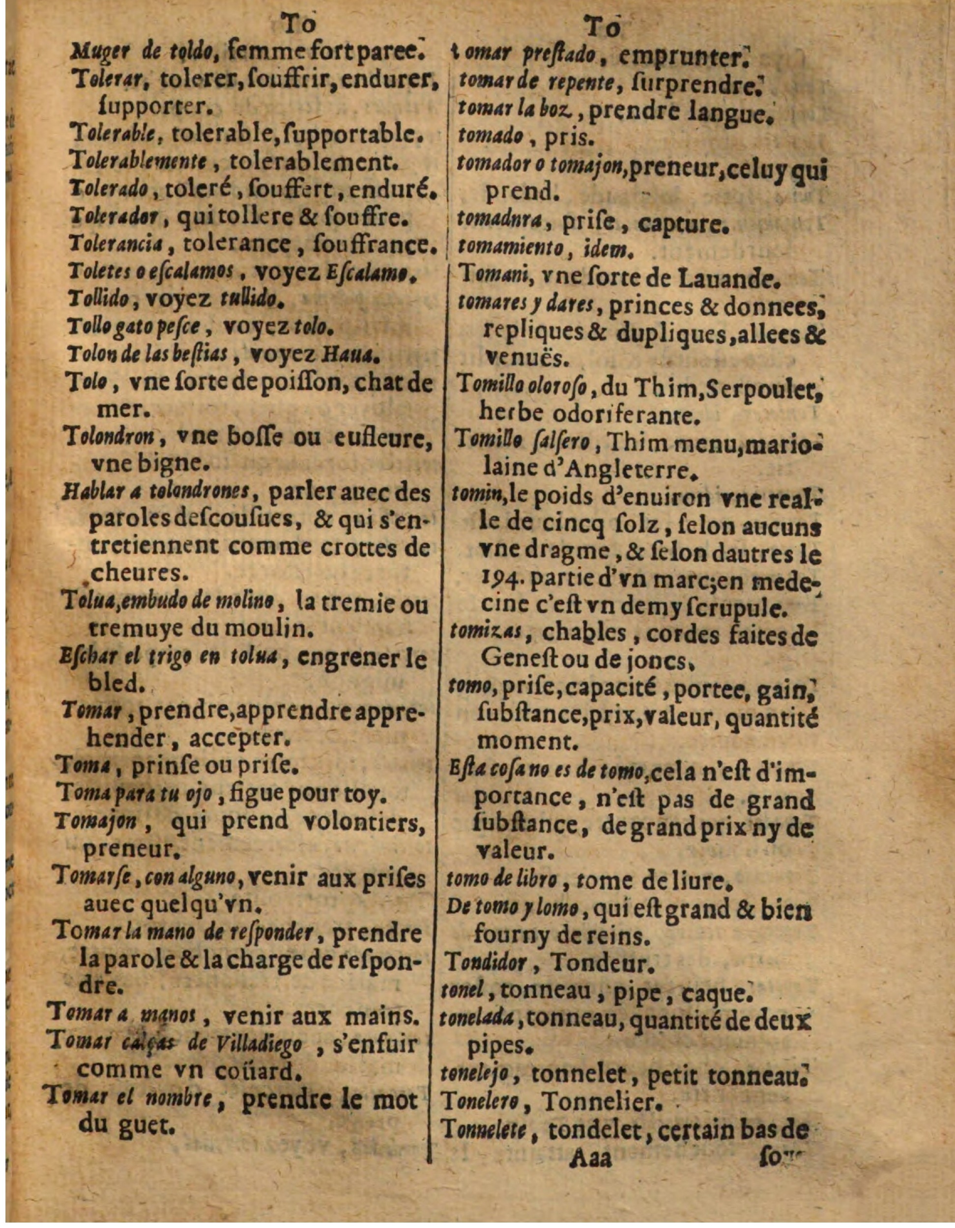 1625 - Hubert Antoine - Trésor des deux langues espagnole et française - Augsbourg