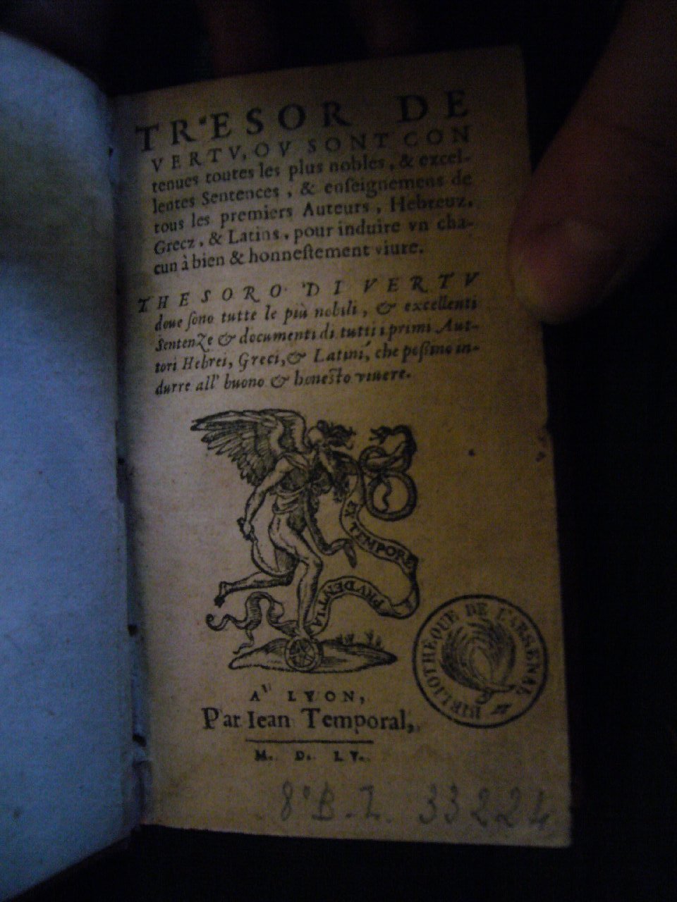 1555 - Jean Temporal - Trésor de vertu - BnF Arsenal