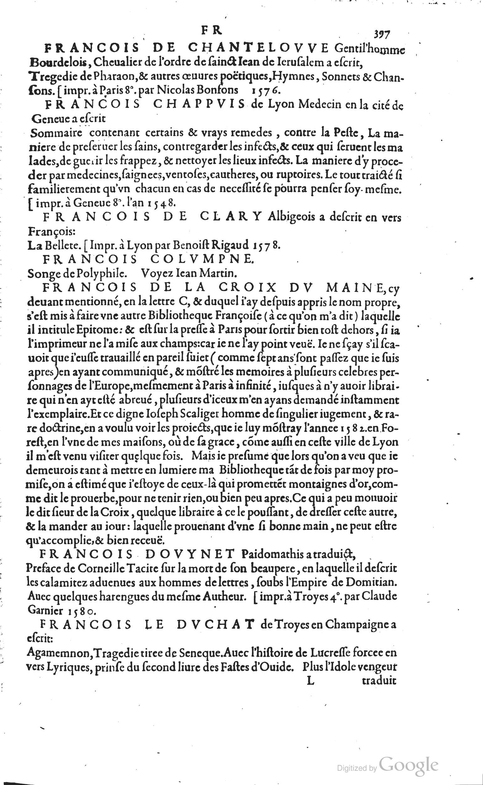 1585 - Barthélemy Honorat - Bibliothèques françaises - BSB Munich