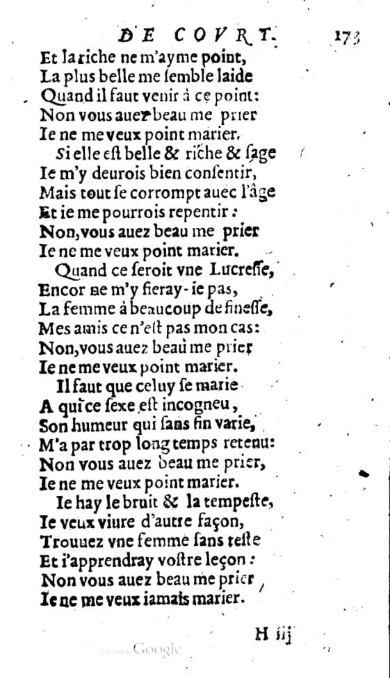 1606 - Théodore Reinsart - Trésor des chansons amoureuses recueillies des plus excellents airs de cour - Livre I - NK ČR Prague