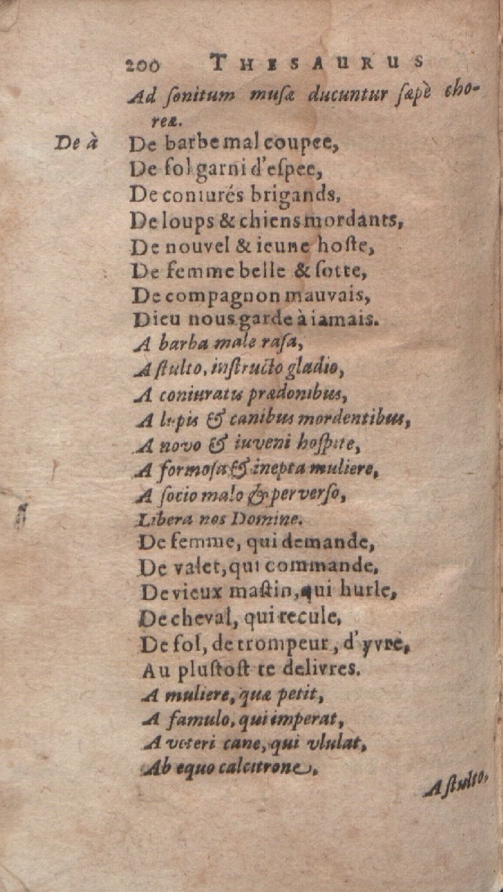 1612 - Dominicus Custos - Trésor des proverbes français  - Bibliopol-Olomuc