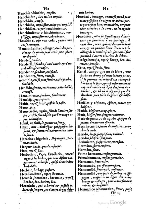 1621 - Adrian Tiffaine - Trésor des deux langues espagnole et française - BM Lyon