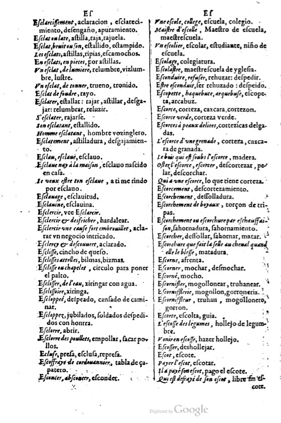 1621 - Adrian Tiffaine - Trésor des deux langues espagnole et française - BM Lyon
