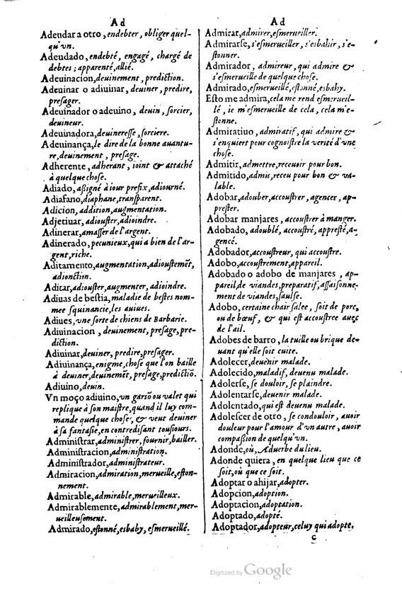 1621 - Adrian Tiffaine - Trésor des deux langues espagnole et française - BM Lyon