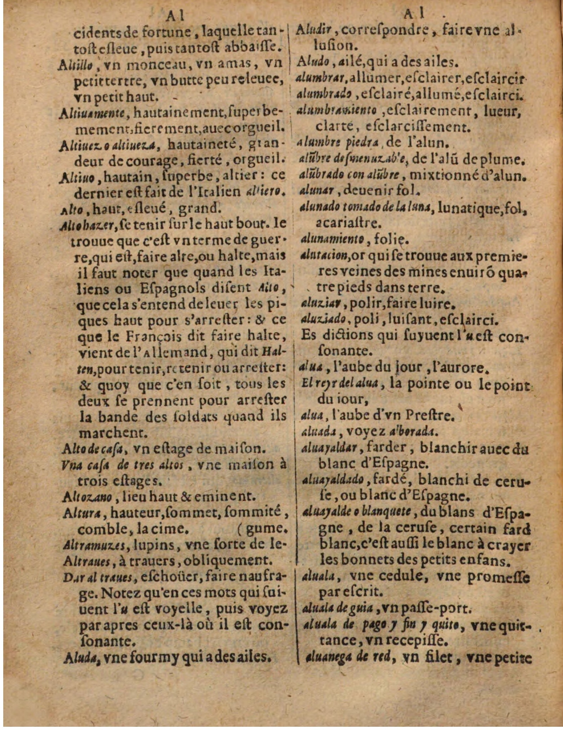1625 - Hubert Antoine - Trésor des deux langues espagnole et française - Augsbourg