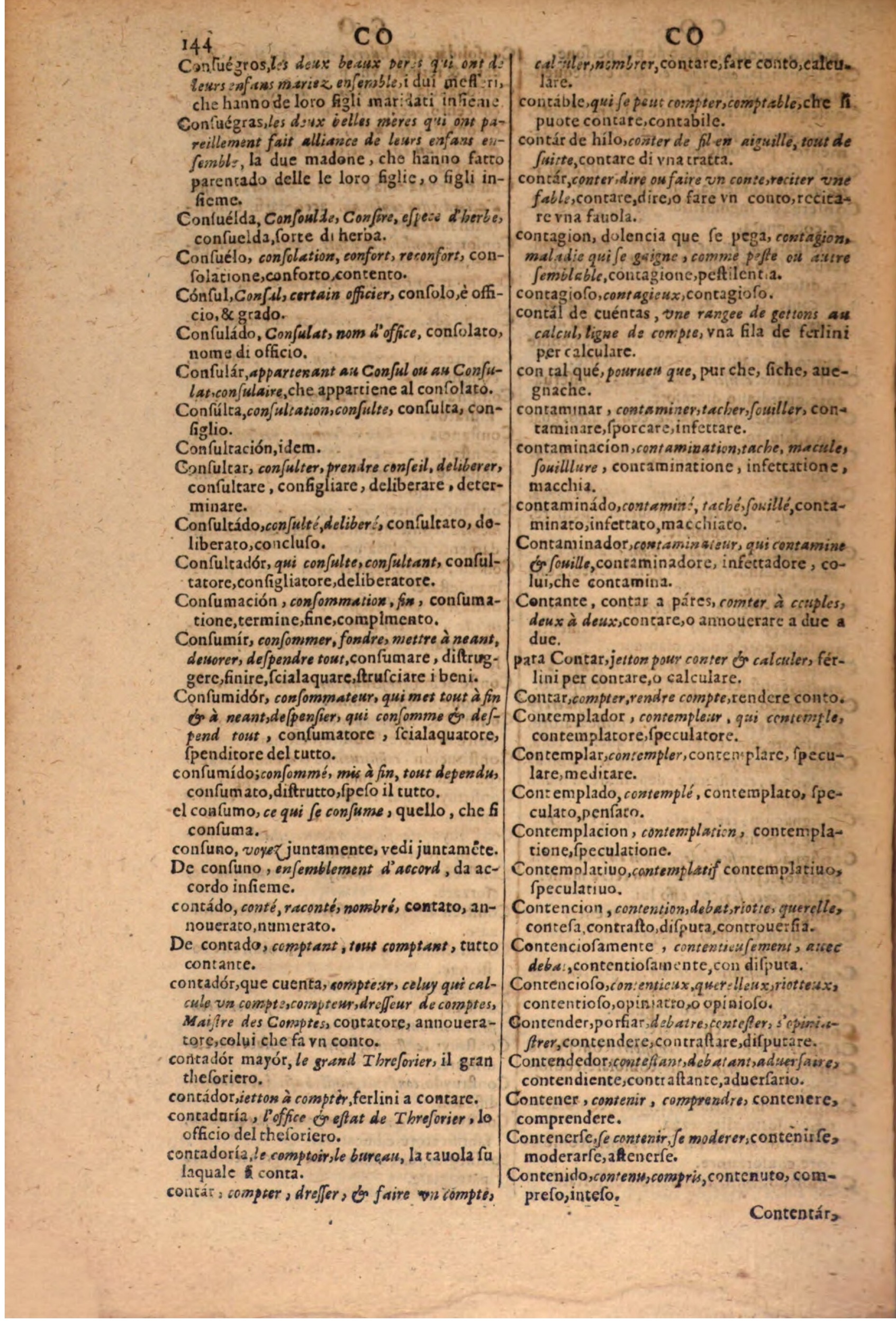1606 - Samuel Crespin - Thresor des trois langues, francoise, italiene et espagnolle - BSB Munich