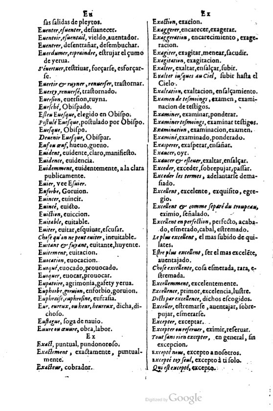 1621 - Adrian Tiffaine - Trésor des deux langues espagnole et française - BM Lyon