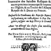 1636 - Jean Billaine - Trésor sacré ou inventaire des saintes reliques - British Library