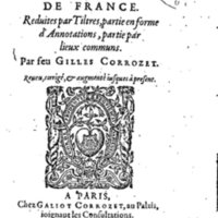 1603 - Galiot Corrozet - Trésor des histoires de France - Michigan