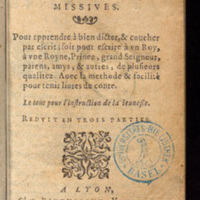 1614 - Barthélemy Vincent - Élite et Trésor des lettres missives - Bâle