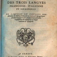 1609 - Philippe Albert et Alexandre Pernet - Trésor des trois langues française, italienne et espagnole (Seconde partie) - BSB Munich
