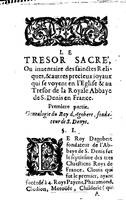 1636 - Jean Billaine - Trésor sacré ou inventaire des saintes reliques - British Library
