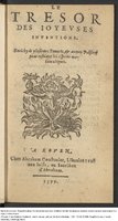 1599 - Abraham Le Cousturier - Trésor des joyeuses inventions du parangon de poésies - Harvard University