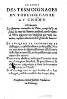 1581c. - Christophe Plantin - Le Livre des témoignages du Trésor caché au champ - Amsterdam