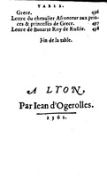 1562 - Jean d’Ogerolles et Gabriel Cotier - Trésor des Amadis - Lucerne