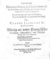 1624 - Jehan Weidnern - Trésor de toutes sortes de danses nouvelles - édition bilingue - Vatican Apostolic Library