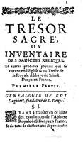1646 - Jean Billaine - Trésor sacré ou inventaire des saintes reliques - BM Lyon