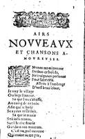 1606 - Théodore Reinsart - Trésor des chansons amoureuses recueillies des plus excellents airs de cour - Livre I - NK ČR Prague