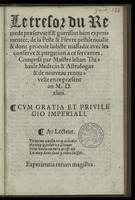 1544 - Josse Lambert - Trésor du remède préservatif et guérison de la peste - UGent