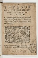 1568c. - Veuve Jean Bonfons - Trésor des joyeuses inventions du parangon de poésies - BnF Arsenal