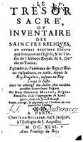 1646 - Jean Billaine - Trésor sacré ou inventaire des saintes reliques - BM Lyon