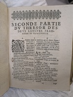 1625 - Hubert Anthoine - Trésor des deux langues espagnole et française - Anvers Université