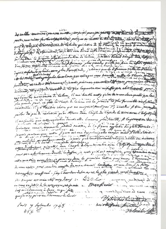 Lettre de D'Alembert à Euler Leonhard, 7 septembre 1748 Lettre de D'Alembert à Euler Leonhard, 7 septembre 1748