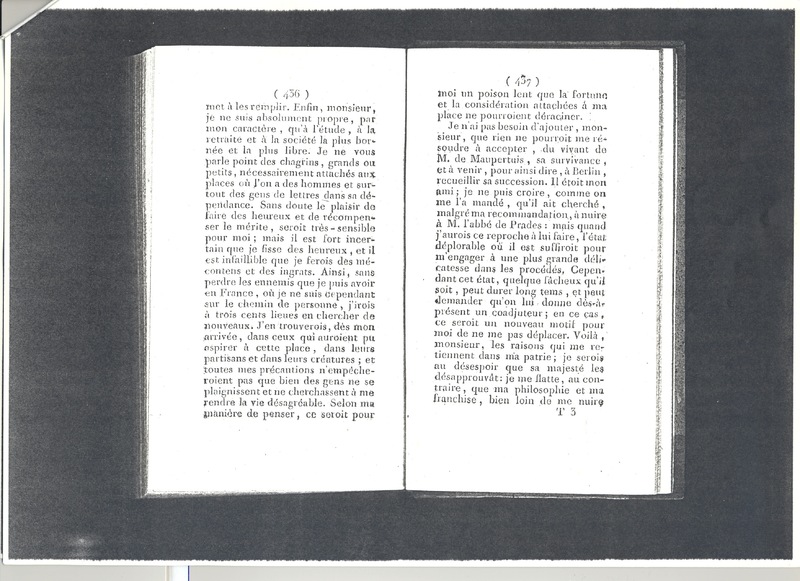 Lettre de D'Alembert à Argens, 16 septembre 1752 Lettre de D'Alembert à Argens, 16 septembre 1752
