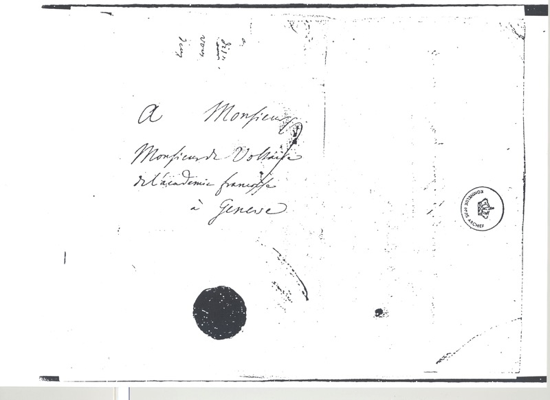 Lettre de D'Alembert à Voltaire, 21 juillet 1757 Lettre de D'Alembert à Voltaire, 21 juillet 1757