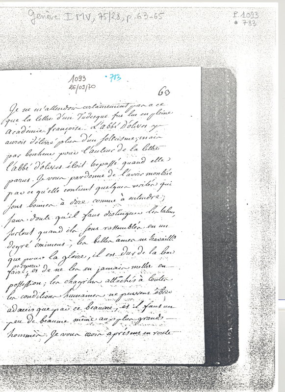 Lettre de Frédéric II à D'Alembert, 26 septembre 1770 Lettre de Frédéric II à D'Alembert, 26 septembre 1770