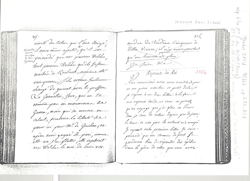 Lettre de Frédéric II à D'Alembert, 26 juin 1773 Lettre de Frédéric II à D'Alembert, 26 juin 1773