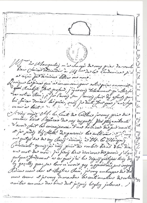 Lettre de Lagrange à D'Alembert, 1er octobre 1774 Lettre de Lagrange à D'Alembert, 1er octobre 1774