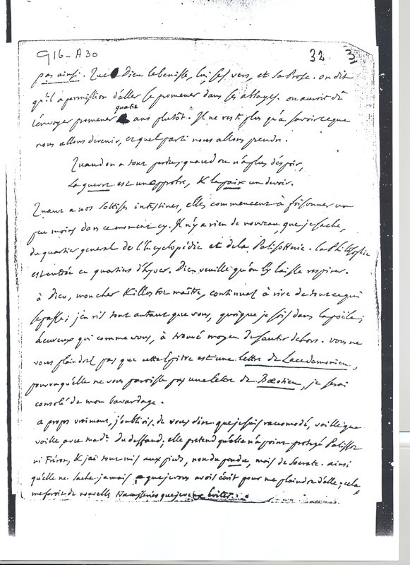 Lettre de D'Alembert à Voltaire, 18 octobre 1760