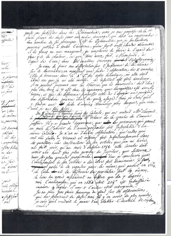 Lettre de Lambert Jean Henri à D'Alembert, octobre 1760