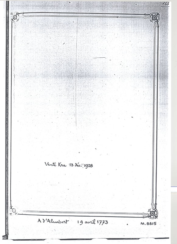 Lettre de Voltaire à D'Alembert, 19 avril 1773 Lettre de Voltaire à D'Alembert, 19 avril 1773