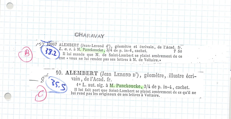 Lettre de D'Alembert à Panckoucke, 9 décembre 1782 Lettre de D'Alembert à Panckoucke, 9 décembre 1782
