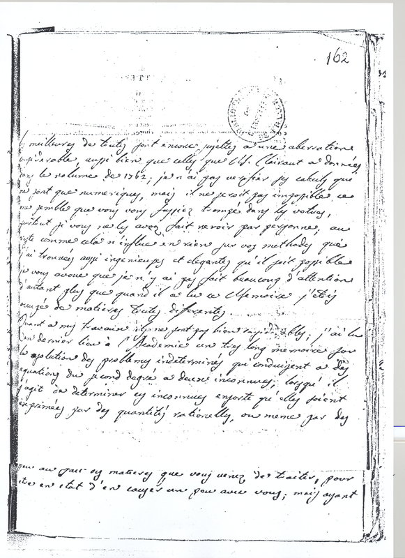 Lettre de Lagrange à D'Alembert, 6 décembre 1768 Lettre de Lagrange à D'Alembert, 6 décembre 1768