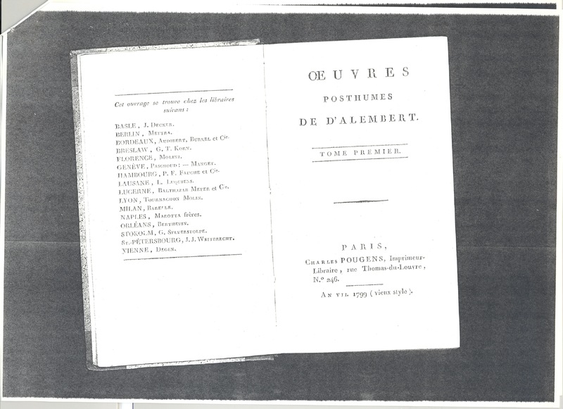 Lettre de Argens à D'Alembert, 2 septembre 1752 Lettre de Argens à D'Alembert, 2 septembre 1752