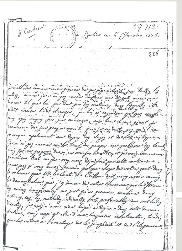 Lettre de Lagrange à D'Alembert, 1er octobre 1774 Lettre de Lagrange à D'Alembert, 1er octobre 1774