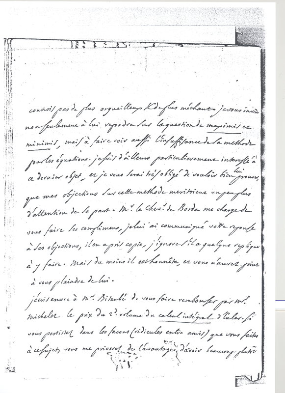 Lettre de D'Alembert à Lagrange, 9 mars 1770 Lettre de D'Alembert à Lagrange, 9 mars 1770