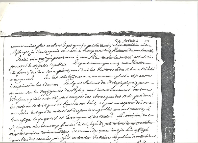 Lettre de Bonnet à D'Alembert, 6 juillet 1761 Lettre de Bonnet à D'Alembert, 6 juillet 1761