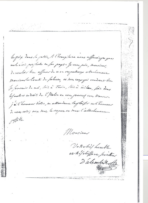 Lettre de D'Alembert à Dutens, 12 janvier 1770 Lettre de D'Alembert à Dutens, 12 janvier 1770