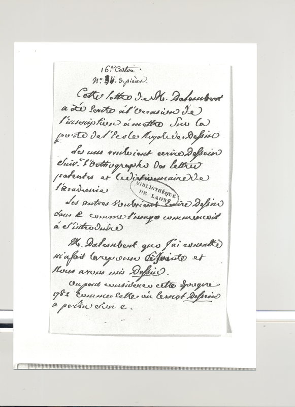 Lettre de D'Alembert à Delatour, 3 janvier 1783 Lettre de D'Alembert à Delatour, 3 janvier 1783