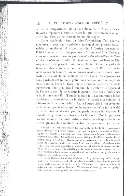 Lettre de Frédéric II à D'Alembert, 30 octobre 1782 Lettre de Frédéric II à D'Alembert, 30 octobre 1782