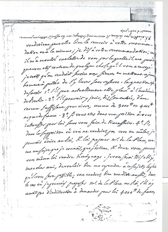 Lettre de D'Alembert à Lagrange, 1er janvier 1773 Lettre de D'Alembert à Lagrange, 1er janvier 1773